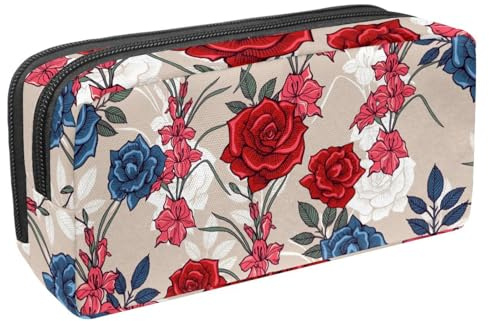 Eslifey Pencil Case, Flowers Gladiolus and Roses Pattern Large Capacity Pencil Pouch Stationery Pen Bag
