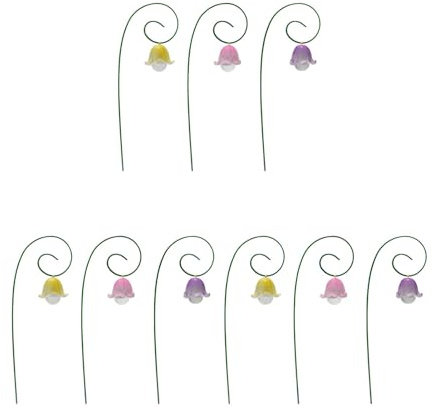 Otzoan Set med 9 stycken liljekonvaljar, trädgårdspinnar, konstgjorda klockblommor, trädgårdspluggar, liljekonvalj, blomplugg för trädgård, terrass, gräsmatta, blomrabatt
