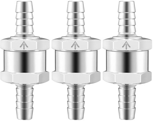3 Pcs Válvula de Retención de Combustible - 8mm, Válvula de Combustible de Aluminio de Una vía, Válvula de Retención de Combustible de Aluminio Aleación para Diesel Combustible Aceite Agua