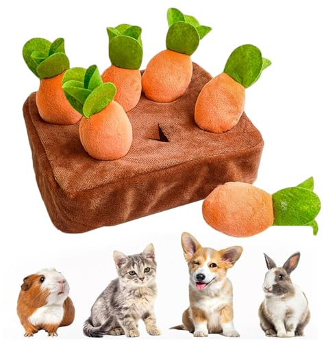 Marcato a quattro zampe, carota di peluche per cani, giocattolo intelligente, per cani e cani, per cani grandi, medi e piccoli (6 carote)