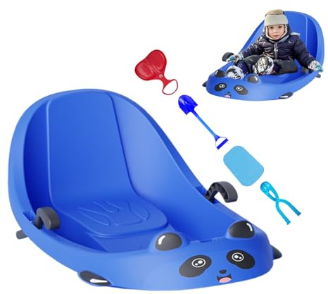 Trineo para deportes de invierno con respaldo, trineo al aire libre para niños con freno, para clima frío, nevado, parque infantil