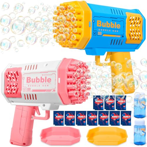 PQETBV Pistola de Burbujas para Niños, Automática Máquina de Burbujas de Jabón 10000+ Pompas/Min, Máquina Automática de Burbujas Silencioso con Luces para Fiestas Verano Al Aire Libre Regalo Boda