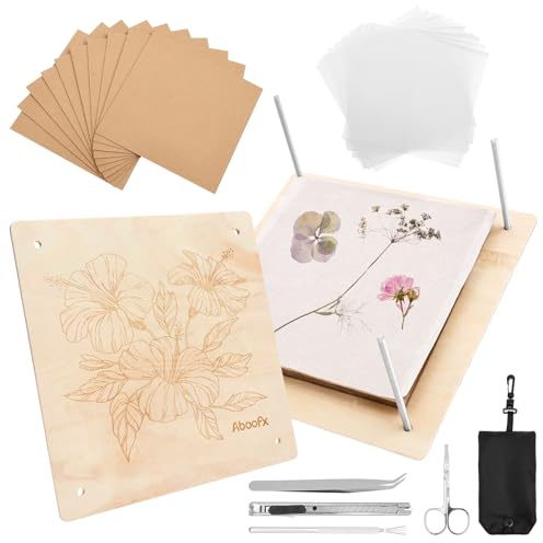 BAODBF Set di pressa per fiori, foglie e pressa per fiori, in legno, per conservare fiori e foglie, per appassionati di fiori secchi e fai da te