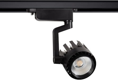 LEDKIA LIGHTING - Foco Carril LED Trifásico 30W Dora | Luz Cálida 3000 lm | Tecnología COB | Ángulo 36º | Fácil Instalación, Negro, Multicolor