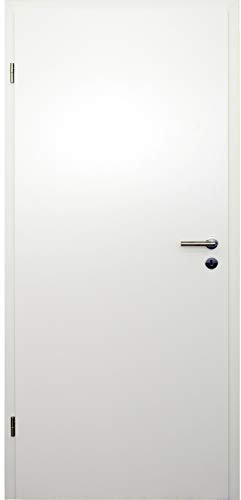 HORI® Zimmertür Komplettset I CPL Weißlack I Zarge und Türdrücker I Röhrenspanmittellage I ohne Lichtausschnitt I Buntbartschloss I DIN Rechts I Breite: 860 I Wandstärke: 100 mm