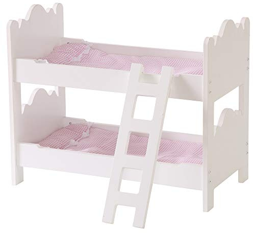 Wooden Doll Bunk Bed Dolls Furniture Doll Bed with Ladder and Bedding Set Fit up to 20 Inch Dolls for Kids