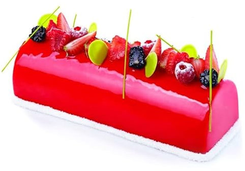 Pavoni Moule à Bûche Tronchetto 23cm Silicone Rouge Cylindrique 2 litres