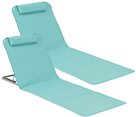 [en.casa] Strandmatte Donostia 2er Set Sonnenmatte klappbar Türkis Strandliege mit Verstellbarer Rückenlehne Liegematte mit Tragetasche 143 x 48 cm