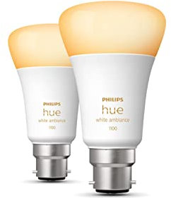 Philips Hue White Ambiance Lampadina LED Smart, Attacco a Baionetta B22, 75 W, 2 Pezzi