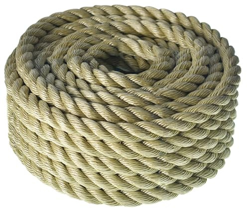 Twisted 3 Strand Polypropylene Synthetic Promanila Rope Multipurpose Artificial Manila Rope 3/4 Inch x 50 Feet
