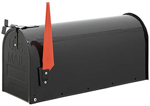 Buzon Exterior Americano de Acero, Buzon Exterior para Pan, Tamaño L (Revista, Sobres C4), Gran Capacidad, Buzon para Pan, Periodicos o Correo, Panera Exterior, Negro