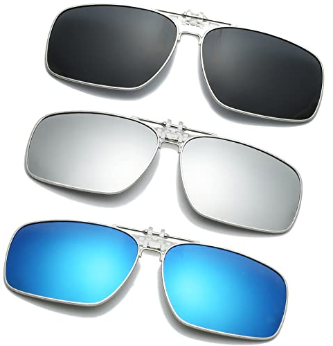 Long Keeper 3 Piezas Clip Gafas de Sol Polarizadas, Clip para Gafas para Sol Hombre Mujer Antirreflejo Clip on Gafas de Sol para Gafas Graduadas