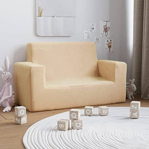 WIFESE 2-Sitzer Kindersofa 84x39x50,5 cm Creme Weich Plüsch Schlafcouch Kinderzimmer MöBel Mini Sofa 2 Sitzer Sofas & Couches Kinder Sofa Kindercouch Sofa Kleine Couch Rechteck