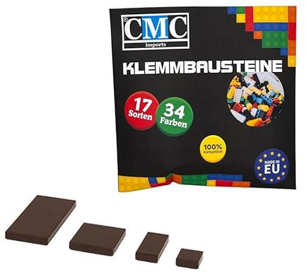 CMC imports 120 Klemmbausteine Fliesen Tiles 34 vers. Farben zur Auswahl Bausteine 1x1 1x2 2x2 2x4 Kacheln Noppen Kompatibel (071 - Dunkel Braun)