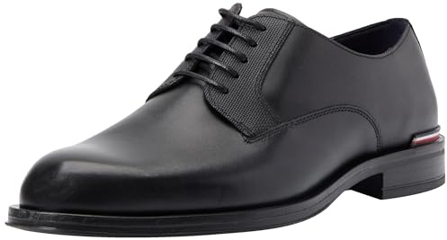 Tommy Hilfiger Men CORE RWB HILFIGER TEXT LTH SHOE, Black, 44 EU