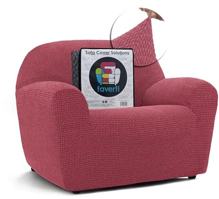 FAVERTI® Funda Sillón Super Elástica 1 Plaza de 70 a 110 cm | Modelo NOVELE | Fucsia Claro | Funda Universal Ideal para Cualquier Forma de sillón | Protector de Calidad Tejido Jacquard Tacto algodón