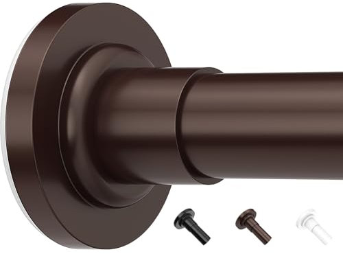 Yeabett Curtain Poles, 48-119.4cm Extendable Net Curtain Rod, Telescopic Curtain Pole for Bathroom or Windows, No Drilling, No Slip, No Rust, Bronze