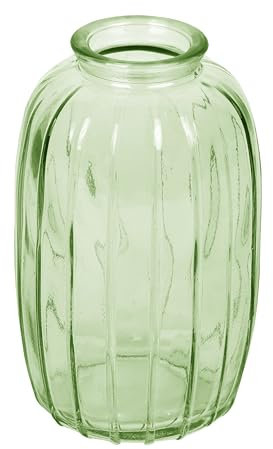 Talking Tables Green Glass Bud Vase for flowers, stylish single stem elegant wedding table centrepiece decorations window sill decor, garden parties, summer dining, mantle styling, and gifting 12cm