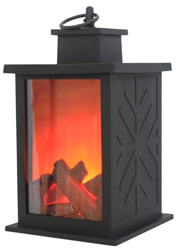 Lanternes, cheminée électrique sans Fonte de cheminée à LED réaliste Lanterne Titulaire à Batterie timide à Alimentation Portable à Table électrique Effet de bûcher