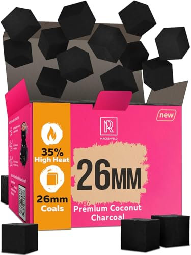 M. ROSENFELD Premium Coconut Charcoal Cubes - Coconut Coals XL Pack of 84 Count & 1.25 KG – Premium Quality 26mm – 100% Natural Coco Charcoal Cubes – NOT Quick Light