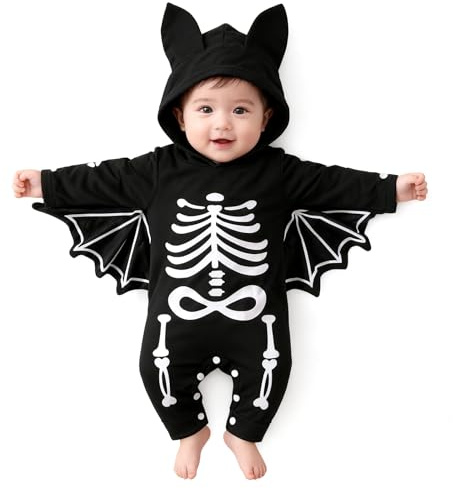 FUTERLY Deguisement Chauve Souris Bebe, Deguisement Halloween Bebe, Costume Halloween Bébé, Tenue Halloweens Bébé, Vetement Halloweens Bebes, Deguisement Squelette Bébés, 0-18 Mois