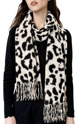 Kotashion Womens Leopard Animal Print Warm Scarf Oversized Blanket Shawl Ladies Winter Cashmere Scarf Gift for Women Warm Cashmere Shawl Secret Gift for Women
