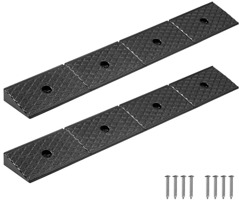 VEVOR 2 Pack Rubber Curb Ramp, 33069 lbs Load Capacity, 2 Inches Rise Height Heavy Duty Rubber Threshold Ramp with Drainage Tank for Strollers, Motorcycles, Cars, Lawn Mowers & Trailers
