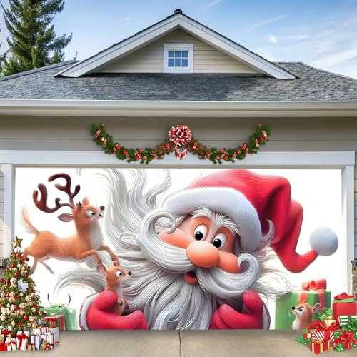 16 x 7ft/4,8 x 2,1 m, decorazione natalizia per porte del garage, grande tela natalizia per decorazioni esterne e da parete per le festività