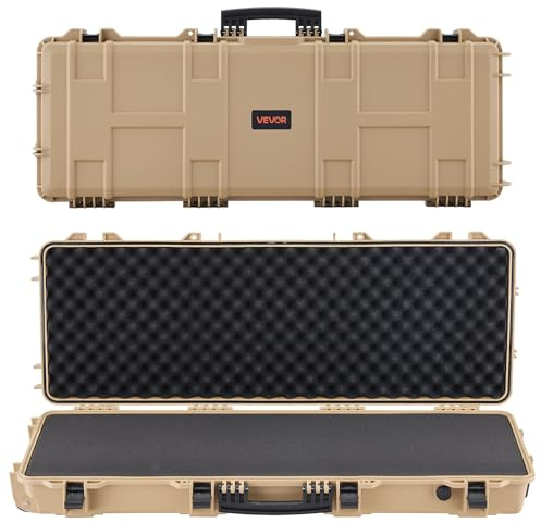 VEVOR Custodia Rigida per Fucile Dimensioni Esterni 1042x352x91 mm, Custodia per Fucile Lungo con Manico da Trasporto, Scatola per Armi Pistole IP67 Impermeabile Antipolvere, Colore Cachi