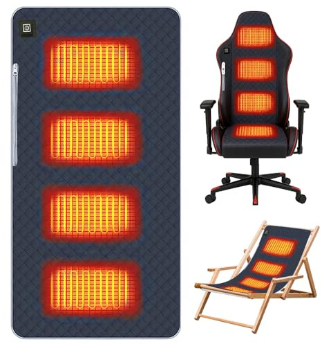 Cojín de Asiento con Calefacción, 45 x 90cm Almohadilla Eléctrica, Integrado en el Cojín de la Silla de Calefacción, con 3 Ajustes de Temperatura, para Estadio, Camping, Actividades al Aire Libre