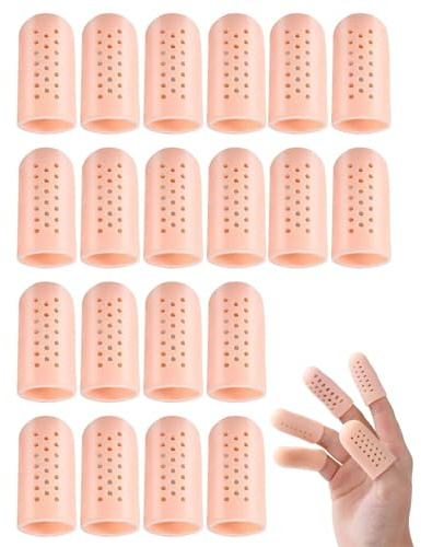 HUVZOR 20 piezas protectores de dedos de gel con orificios de aireación, fundas para dedos para, protectores dedos para puntas los dedos, protectores dedos transpirables, protectores dedos heridas