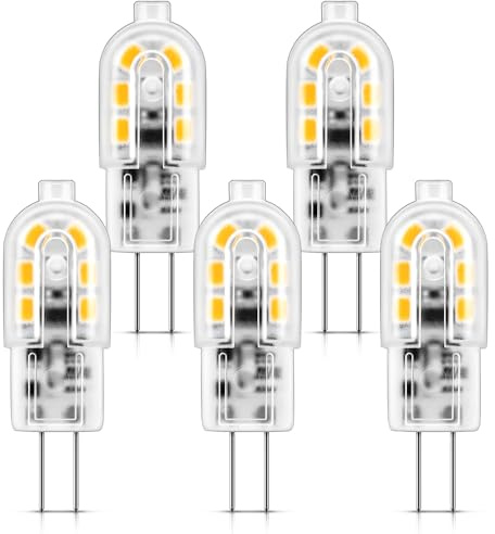 Flaspar G4 LED-lampa 12 V, AC/DC 1,2 W motsvarar 10–20 W halogen, varmvit 2 700 K, 120 LM, G4 energisparlampa, för fläktljuskrona, 5 st