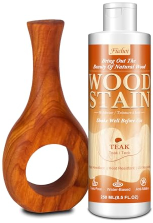 Water Based Wood Stain & Varnish 250ml - Teak | Indoor & Outdoor Wood Stain for Furniture, Doors, Cabinets | Low Odor, Non-Toxic, Fade-Resistant Multi-Finish