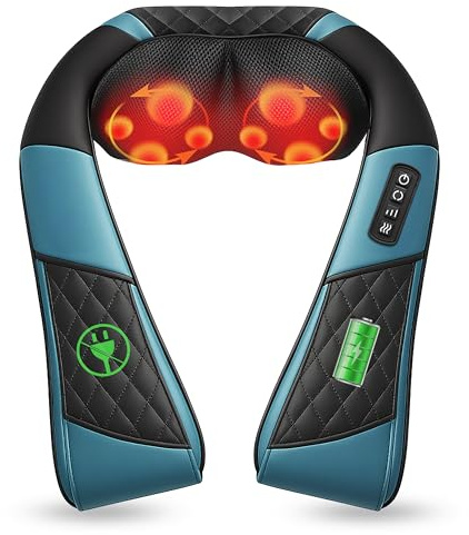 COMFIER 2026 trådlös nackmassageapparat med värme, 4D shiatsu massageapparat för nacke och axlar, djup avkoppling för nacke, axlar och rygg, perfekt som en gåva för kvinnor, mödrar och fäder