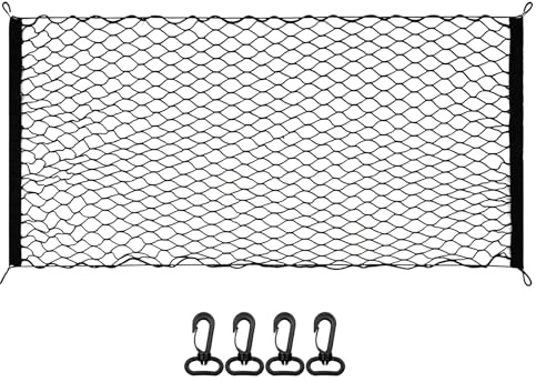 Issimober 120x70cm Dog Car Barrier Net Pet Car Divider with 4 Hooks for SUV Trucks Boot Cargo Area Back Seat Barrier Net for Pet Restraint