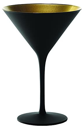 Stölzle Lausitz Copas de Cóctel Negro/Oro Set de 6, 240 ml – Copas Elegantes para Martini & Manhattan – Copas de Cristal Sin Plomo – Lavables en Lavavajillas y Resistentes a los Golpes