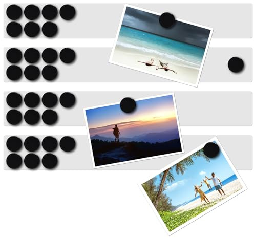 Lockways Magnetic Whiteboard Strip Set, 4 Pieces 2 x 15 Inch Bulletin Board bar, White Color,Adhesive Backing Memo Board for Office, Magnetic Calendar, Photos, Name Cards & Papers