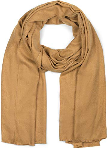 styleBREAKER sciarpa stola morbida in tinta unita con frange, foulard, unisex 01017070, colore:Cammello