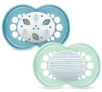 MAM Chupete, a Partir de 16 Meses, con Tetina Simétrica, Plana y Flexible de Silicona Skin Soft Silicone de Fácil Aceptación, con Caja Autoesterilizadora, MAM Original, Azul Brillante, Pack de 2uds