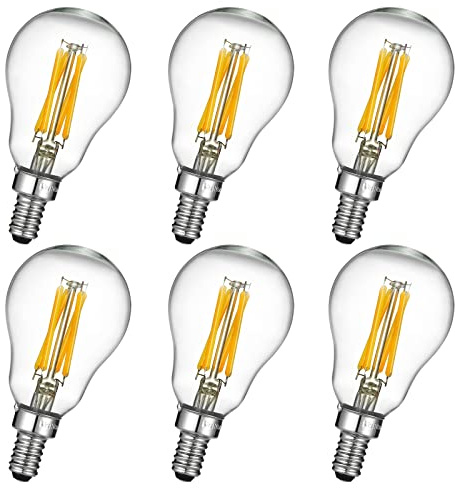 LiteHistory E12 led Bulb dimmable 6W Equal e12 Candelabra Bulb 60 watt A15 LED Bulb for Ceiling Fan,Chandeliers,Wall sconces Warm White 2700K 600LM AC120V Clear 6Pack