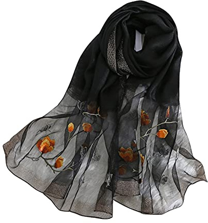 WEIGEER Silk Scarf Women Bufanda de seda para mujer satinada natural pura hijab fina máscaras de seda de lujo para personas mayores hechas a mano bufanda azul muselina loto playa