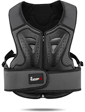 StarknightMT Kids Motorcycle Chest Protector Dirt Bike Youth Riding Spine Back Armor Protection for Motocross Cycling Skateboard,Skiing,Skating,Off-Road（Black）