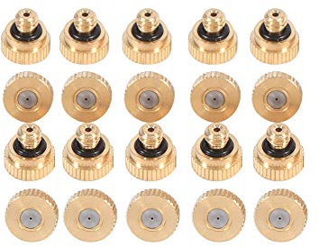 Messing Nebeldüsen,20 Stück 0,4 mm 10/24 UNC Messing Zerstäubungsdüse Schlauch Sprühdüse für Kühlsystem,Micro Nebeldüsen Garten Düsen,Sprühnebel Düsen für Outdoor Garten Rasen
