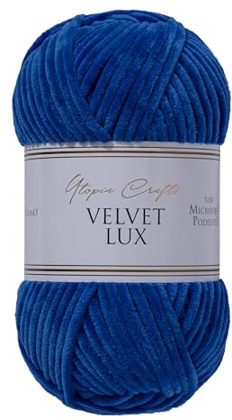 Utopia Crafts Velvet Lux Chenille Yarn 100g (Navy Blue)