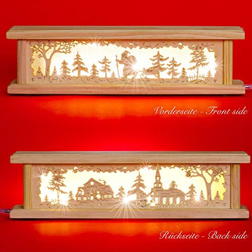 SIKORA LED Schwibbogenbank beleuchtete Holz Schwibbogen Erhöhung Lichterbogen Bank inklusive Netzteil 2 Motive 2 Längen B:8cm, Farbe | Modell:Länge 44 cm (B20)