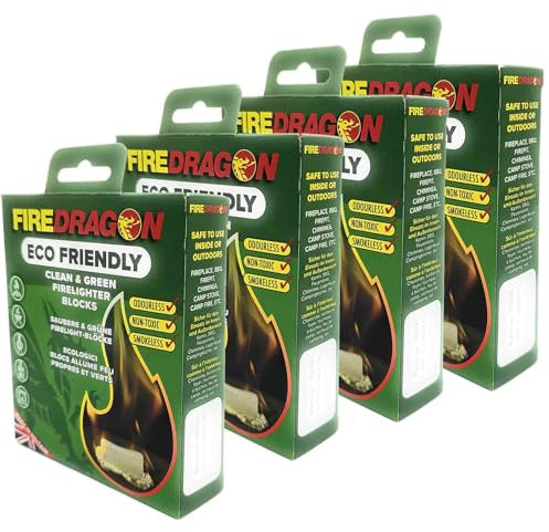Brennstoff FIREDRAGON 4 Packungen mit je 6 Tabs Feueranzünder für drinnen und draußen farblos