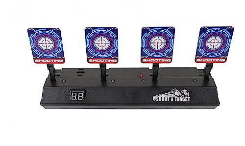 OpTacs Elektronische Zielscheibe für Nerf & Airsoft – Digital Scoring Target mit Auto Reset, Sound- & Lichteffekten – 4 Ziele für Softair Pistole Nerf Gun Spielzeug Kinder Schießspiel