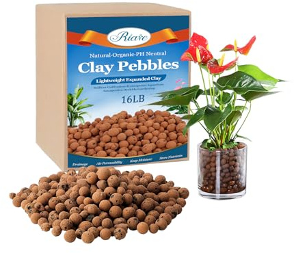 Riare Guijarros de Arcilla expandida orgánica para Plantas, Bolas Naturales de leca, Ligeras y hidropónicas de Arcilla agregada (10 L)