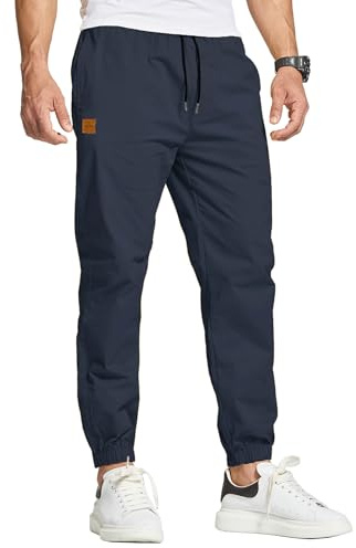 JustSun Pantalones de Trabajo Hombre Casuales Jogging Pantalón Algodón Slim Fit Cargo Pants con Bolsillo Cordón Chinos Hombre