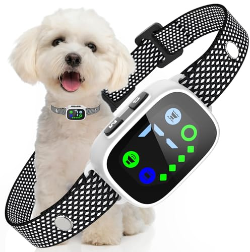PcEoTllar Rechargeable Bark Collar, Vibration & Beep for Small Dogs, White